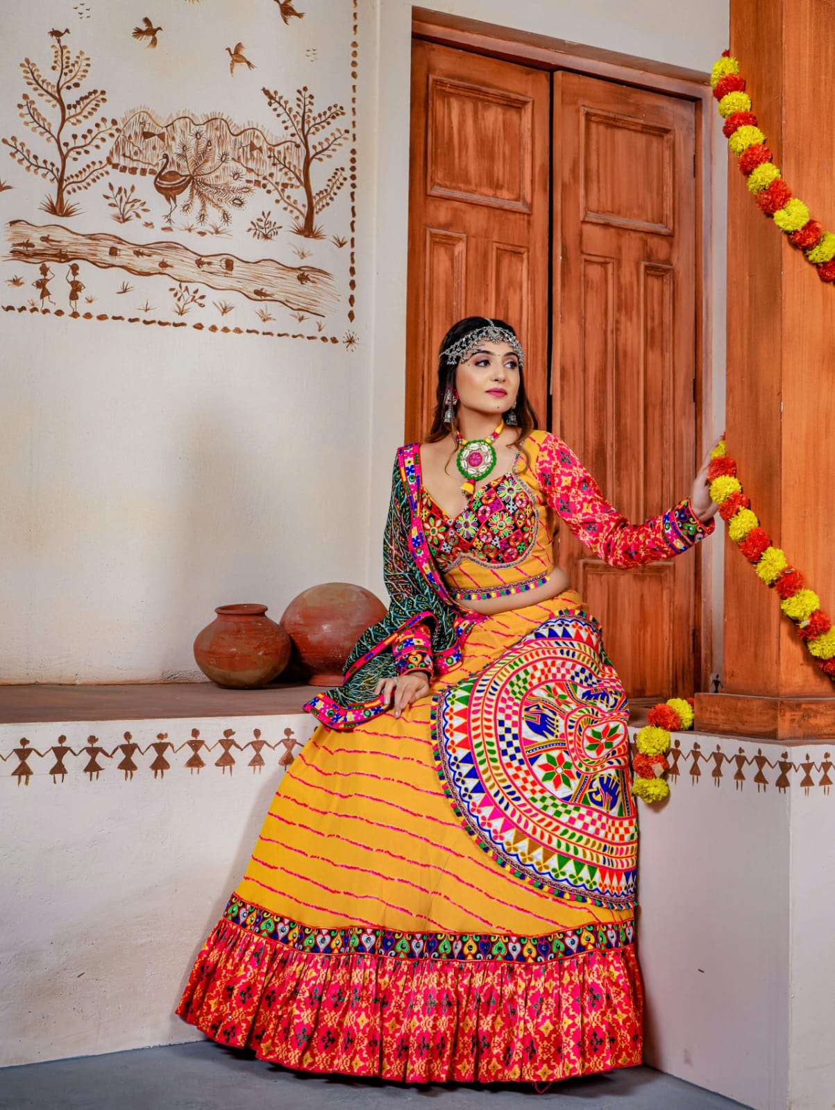 Gujarat special Kachi Pach Work Navratri special couple lehenga